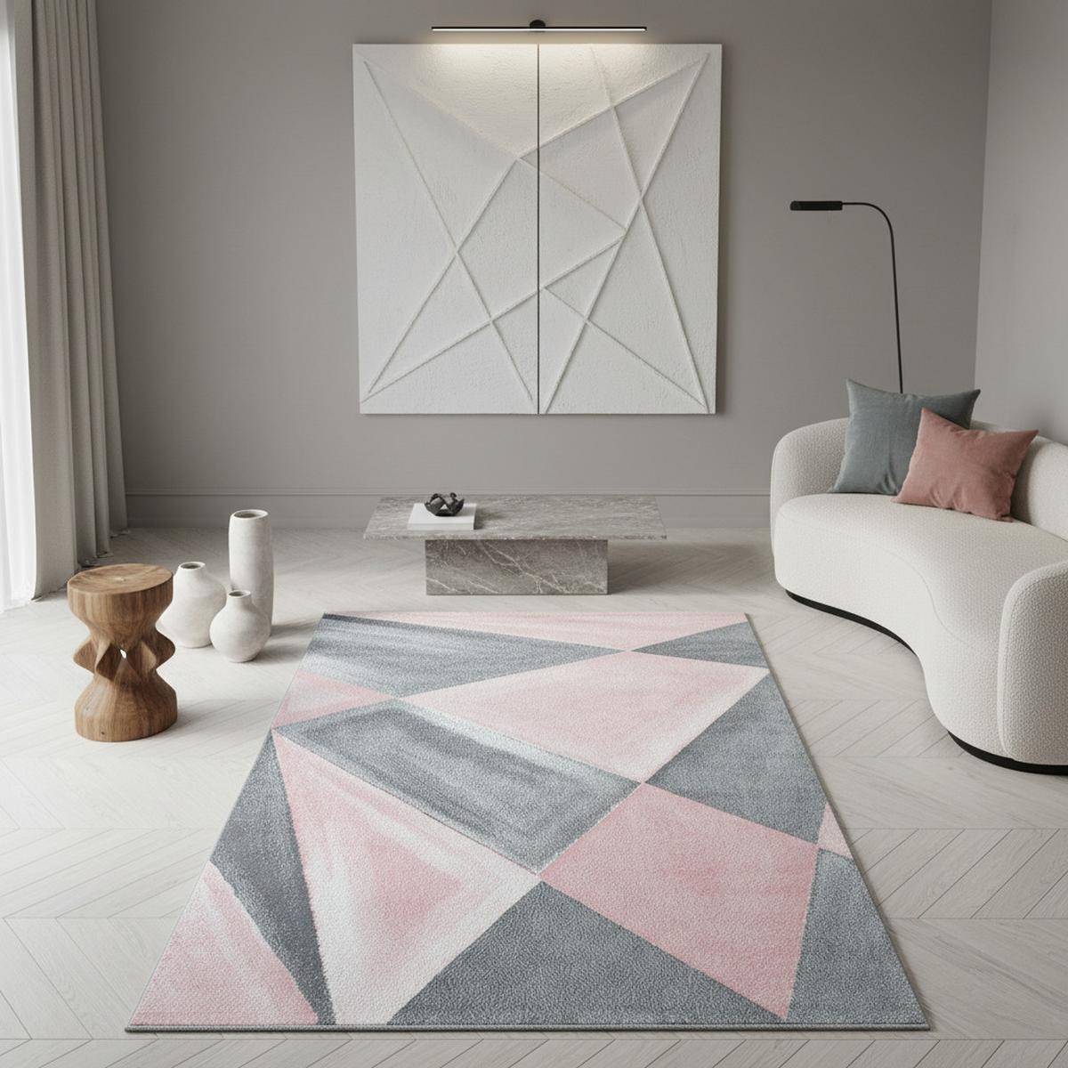 TEPPICH Kurzflor ANDALO in Rosa, geometrisch, aus Polypropylen, 80 x 250 cm - Rosa, Textil (250/80cm) - KADIMA DESIGN