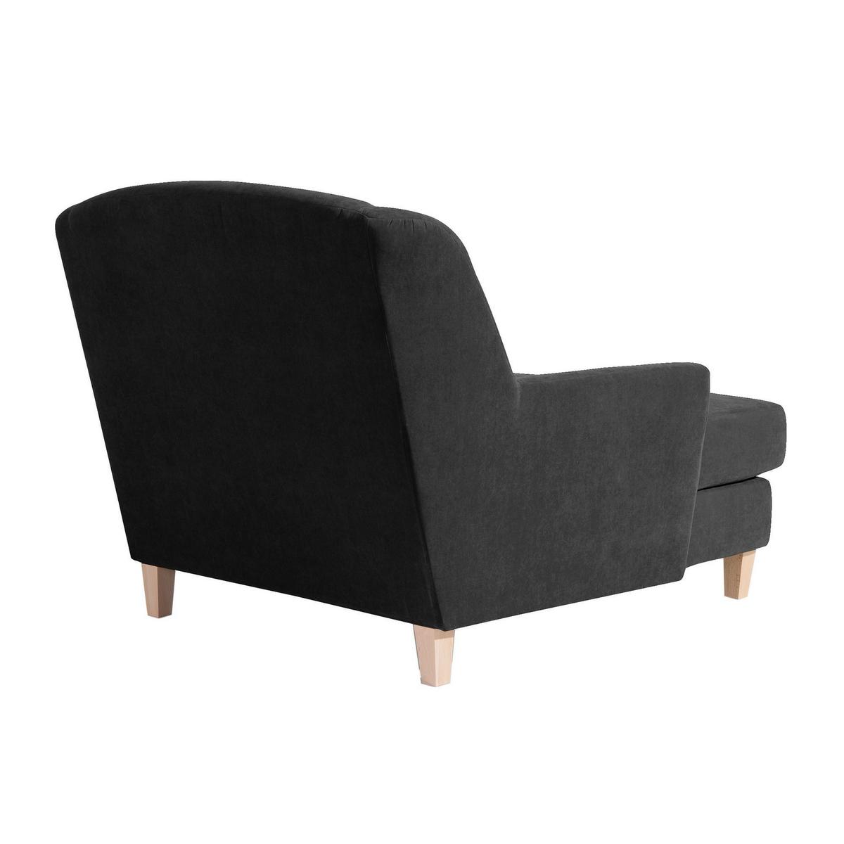 SESSEL XXL Karil Bezug Veloursstoff Buche natur / schwarz - Schwarz, Kunststoff (136/107/142cm) - 58aufmkessel