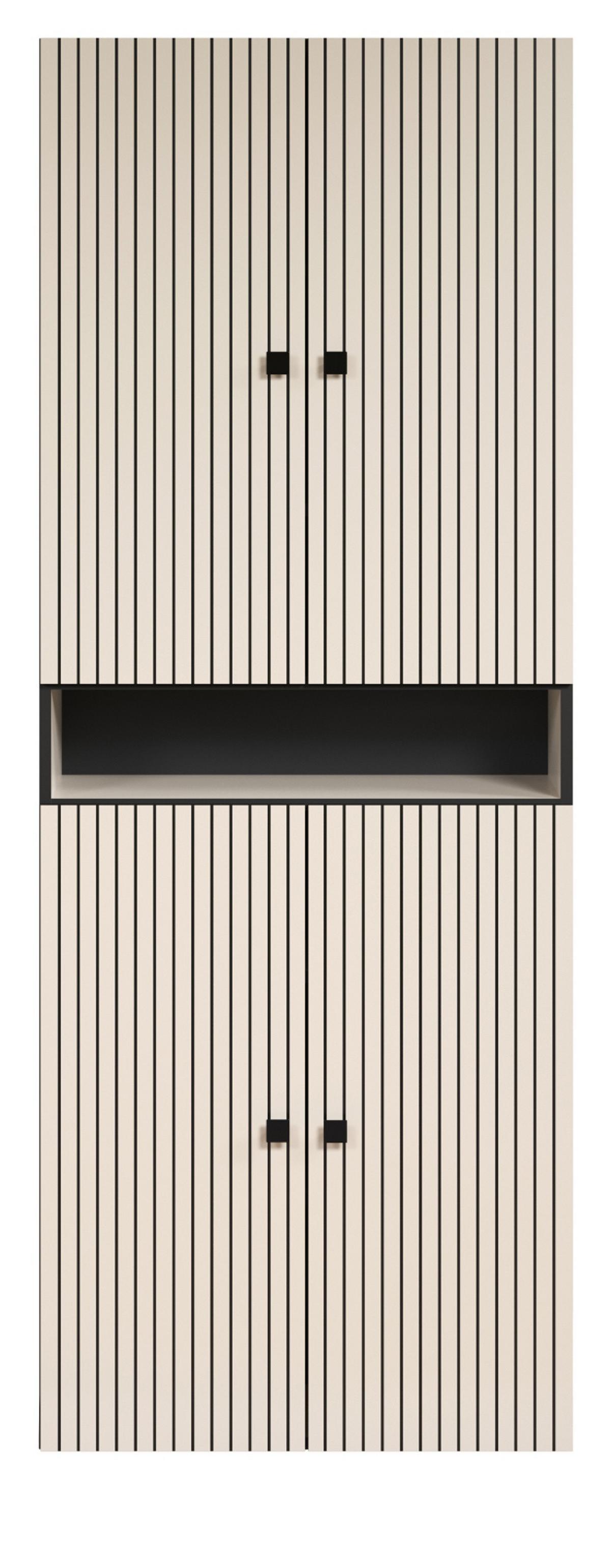 HOCHSCHRANK Kaschmir, grau 70 x 186 cm, Badschrank mit viel Stauraum - Kaschmir/Schwarz, Holzwerkstoff/Metall (70/186/31cm) - Top.Furn