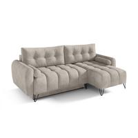 ECKSCHLAFSOFA Malaga Mini universeller Ottomane, Beige - Creme/Schwarz, Textil (222/148cm) - Beautysofa