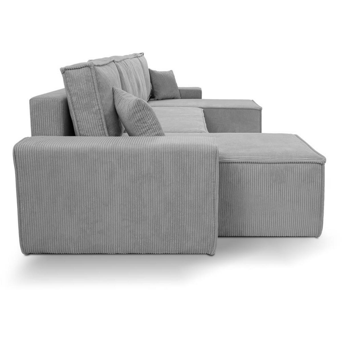 WOHNLANDSCHAFT Hektor U mit Schlaffunktion hellgrau - Hellgrau/Schwarz, Kunststoff/Textil (318/94/152cm) - Beautysofa