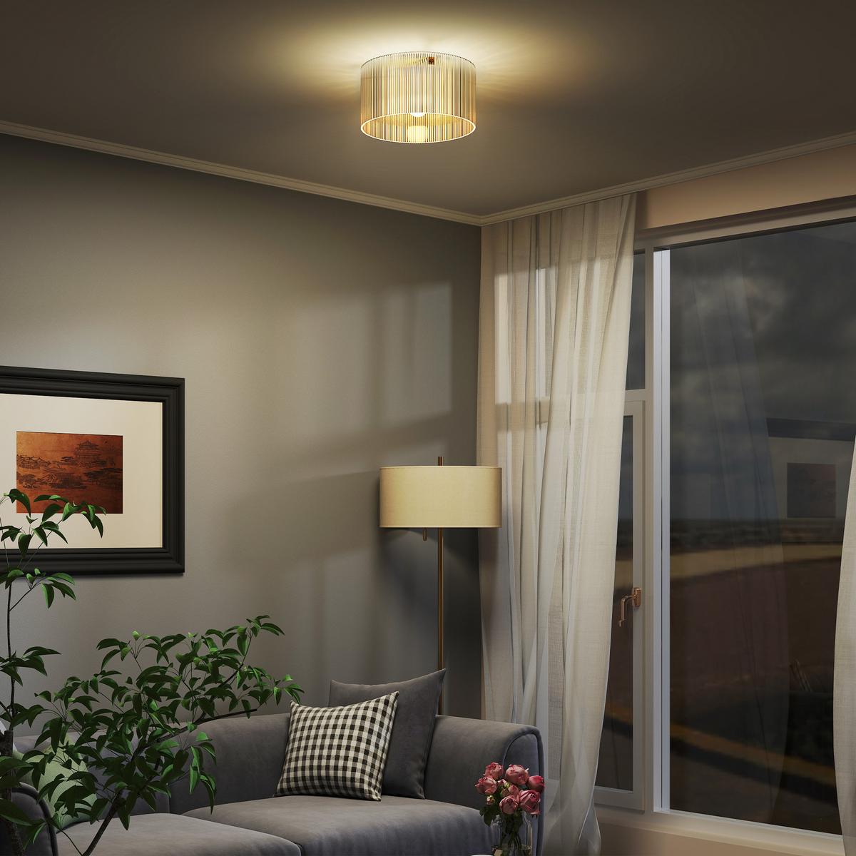 DECKENLAMPE, Runde Deckenleuchte mit E27 Fassung für Schlafzimmer - Transparent, Metall (32/32/16.5cm) - HOMCOM