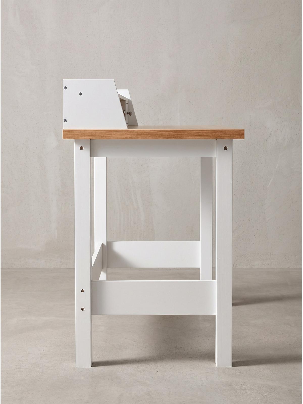 SCHREIBTISCH GENUA, MDF, Natur-Weiß, 106 x 53 x 90 cm - Weiß, Holzwerkstoff/Metall (53/106/90cm) - KADIMA DESIGN