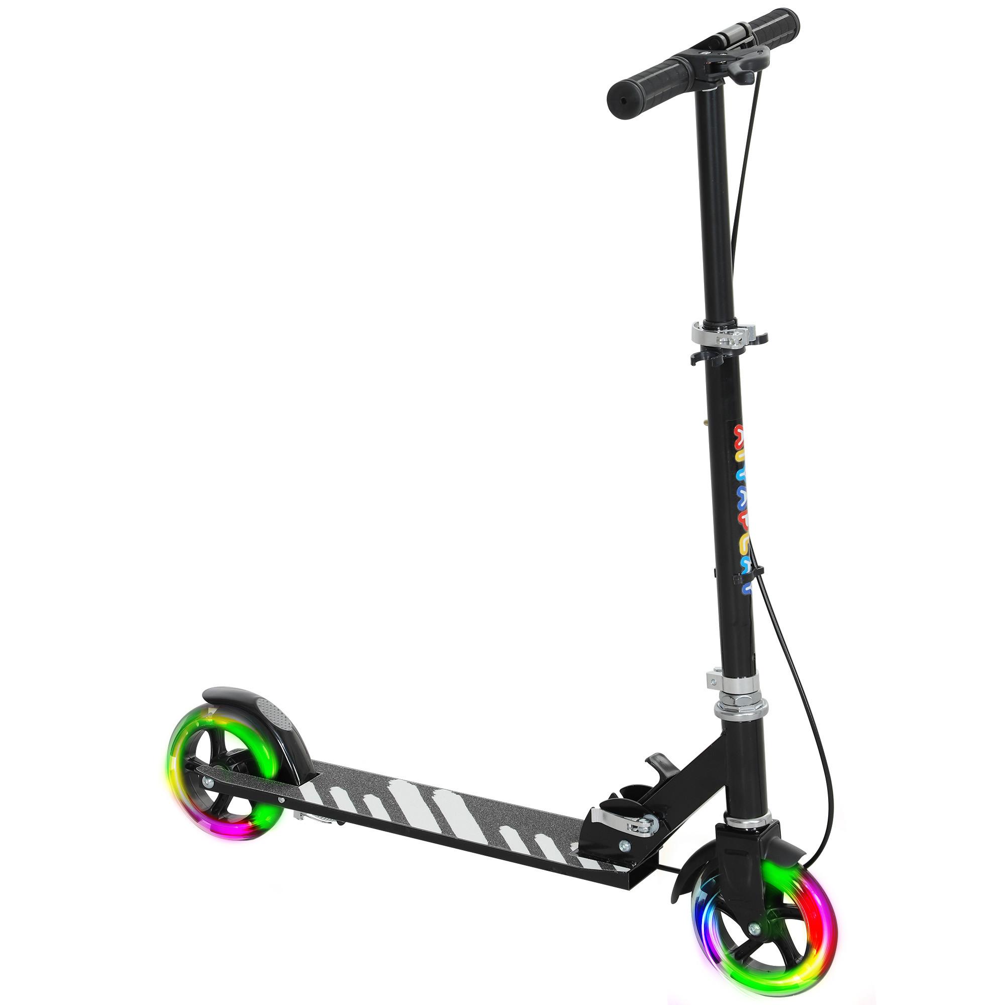 ROLLER Kinder Klappbar mit Verstellbarer Lenkerhöhe, 2 Leuchtenden Räder Schwarz - Schwarz, Metall (73/36/89cm) - AIYAPLAY