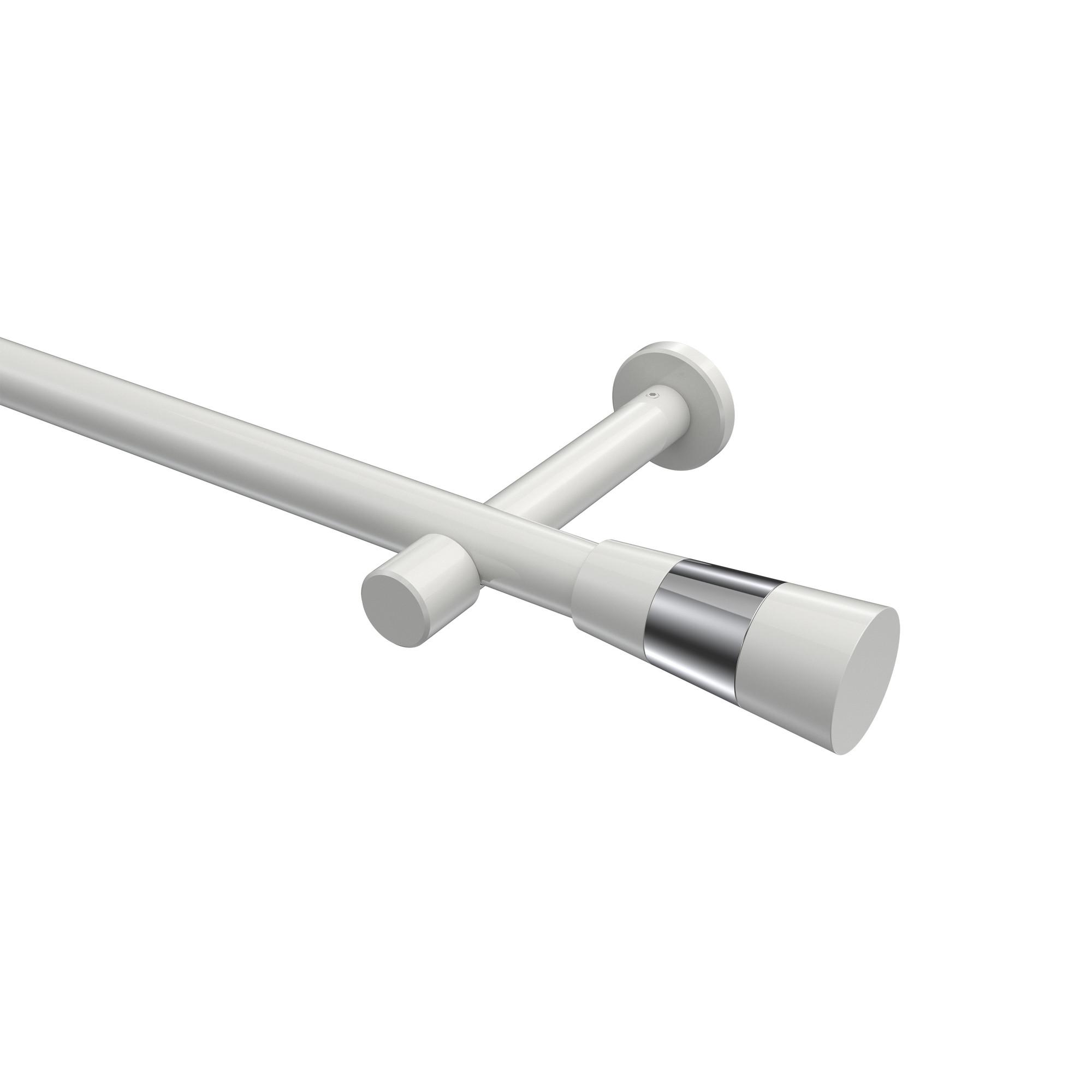 GARDINENSTANGE Prestige Tanara 600 cm (geteilt in 3 x 200 cm), 1-läufig (ohne Ringe), 20 mm Ø Weiß - Chromfarben/Weiß, Metall (600cm) - INTERDECO