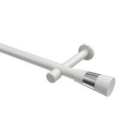 GARDINENSTANGE Prestige Tanara 600 cm (geteilt in 3 x 200 cm), 1-läufig (ohne Ringe), 20 mm Ø Weiß - Chromfarben/Weiß, Metall (600cm) - INTERDECO