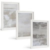 BILDER SET 3er Set - 40x60 cm Weißer Rahmen - Moderne, Used-Look-Texturen - Weiß, Kunststoff (40/60cm) - TULUP