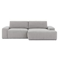 ECKSOFA Lennon aus Hellgrau Strukturstoff mit Schlaffunktion und Bettkasten - Hellgrau/Schwarz, Holz/Kunststoff (264/137cm) - S-Style