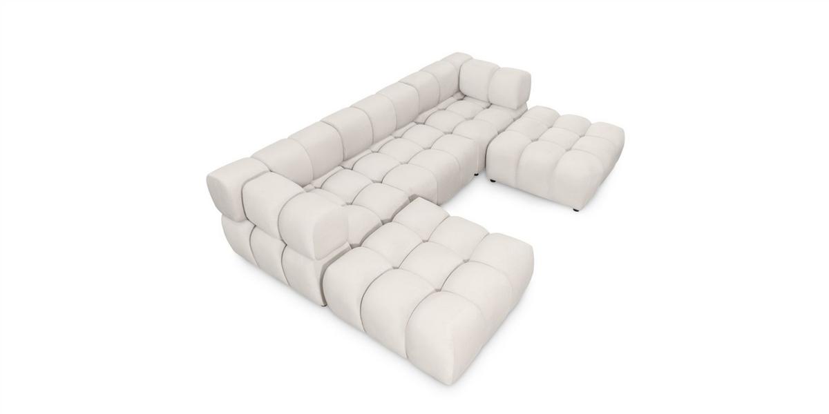 SOFA 3-sitzer Und 2-polsterhocker Flow - Dunkelgrau, Holzwerkstoff/Textil (288/71/96cm) - Fun Möbel