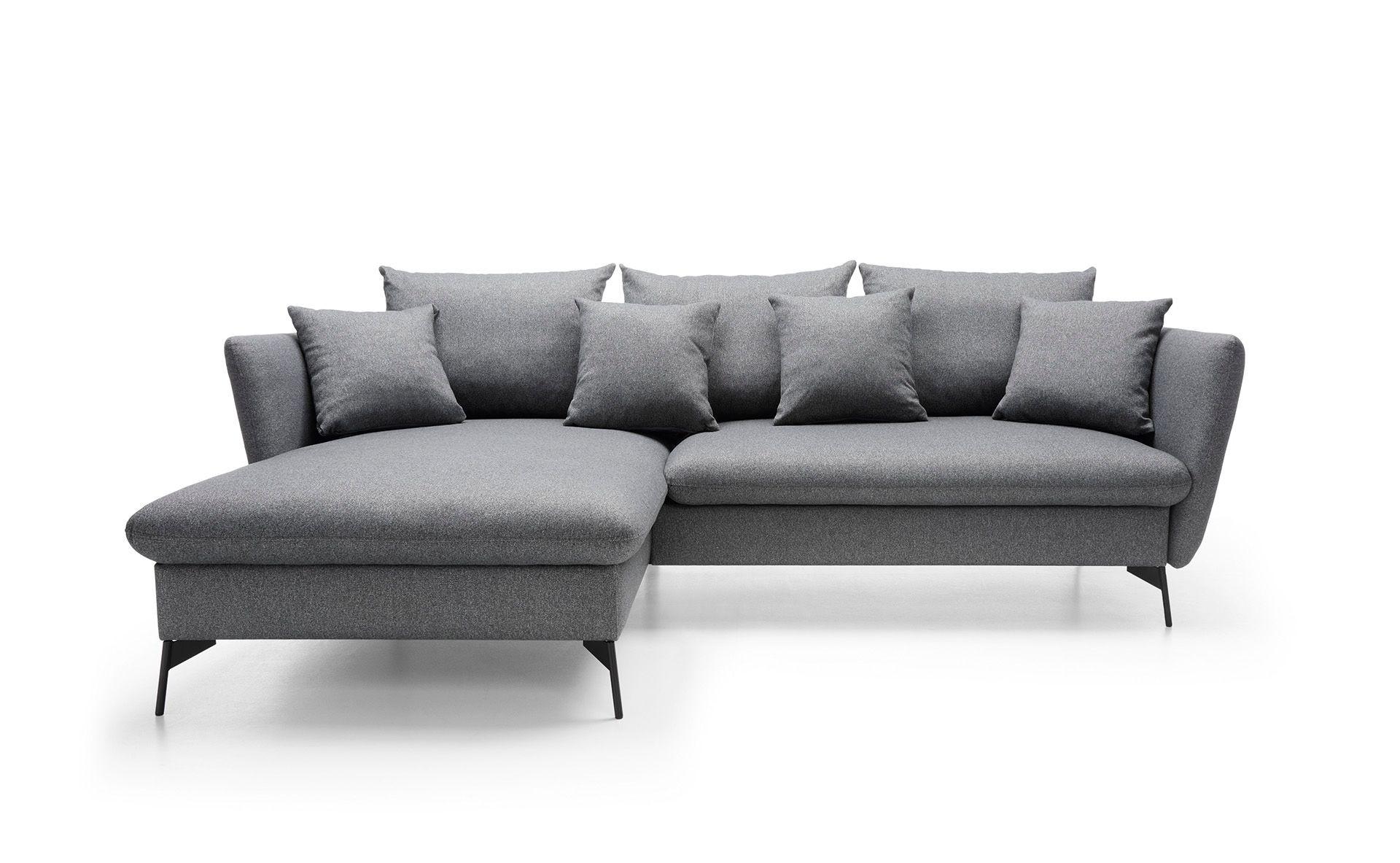 ECKSOFA FERRO Grau Geflochtener Stoff mit Schlaffunktion - Grau, Holz (258/167cm) - MASSENO