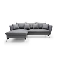 ECKSOFA FERRO Grau Geflochtener Stoff mit Schlaffunktion - Grau, Holz (258/167cm) - MASSENO