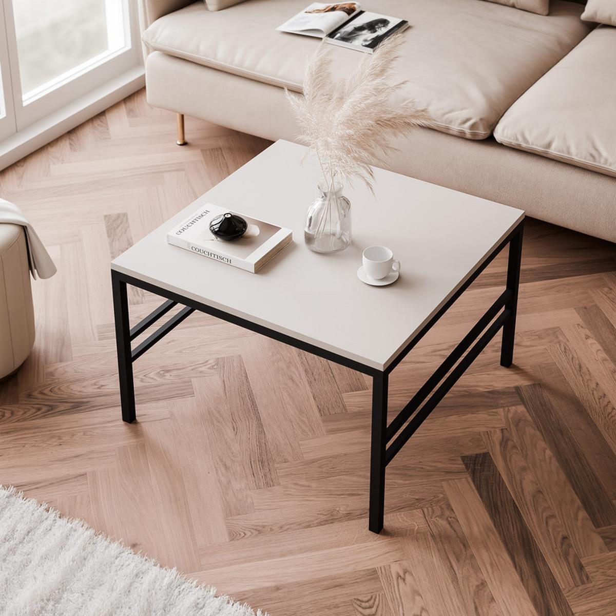 COUCHTISCH FORMA 60/60 cm Quadrat, Schwarz / Kaschmir - Kaschmir/Schwarz, Metall (60/60/40cm) - Idohome
