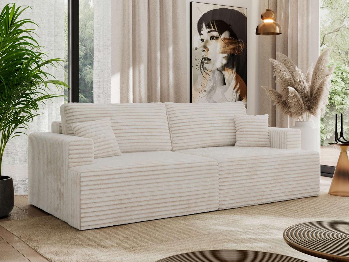 4-SITZER SOFA VIRELLA Beige Cord - Beige/Schwarz, Textil (240/88/115cm) - MKS