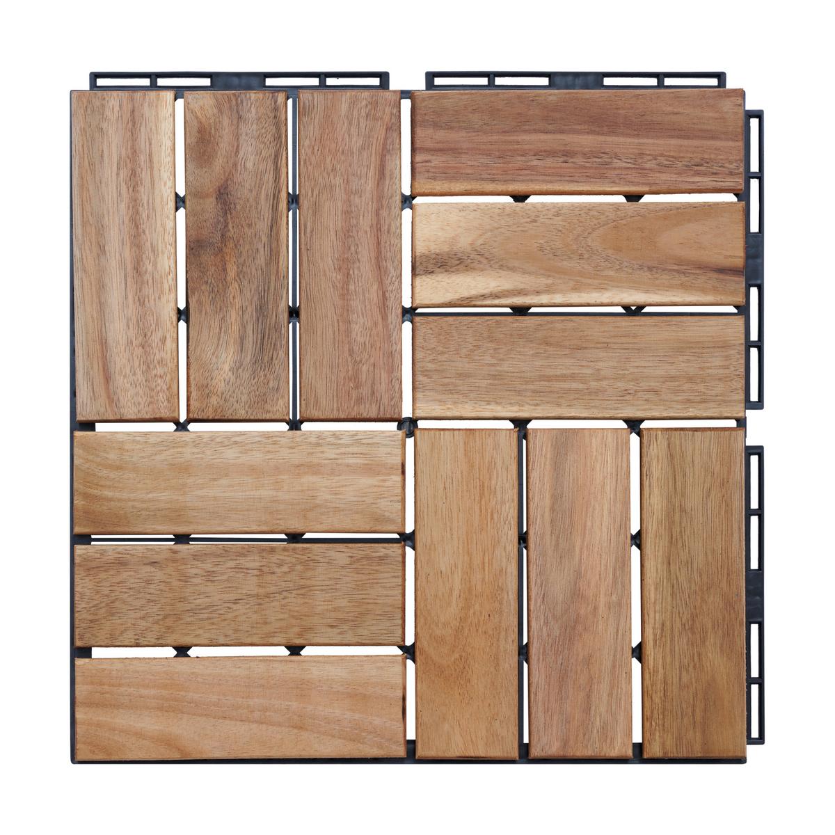 KLICKFLIESEN-SET 10 TLG. Alliste - Naturfarben, Holz (30/30/1.9cm) - casa.pro