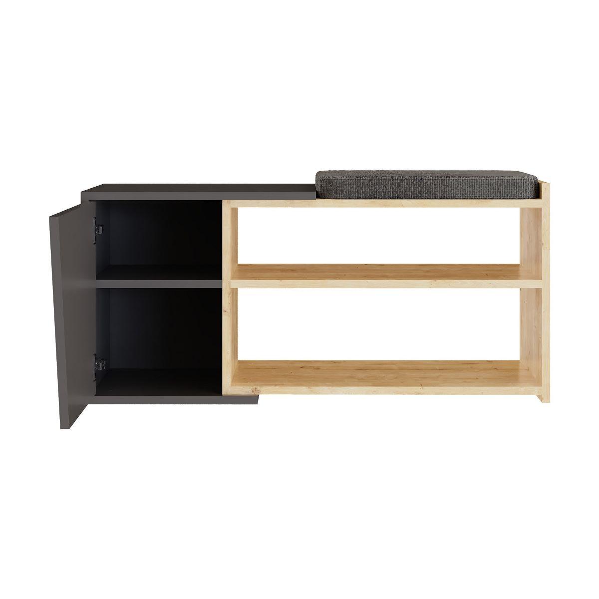 SCHUHSCHRANK 1 Tür L104 cm - Fiona - Anthrazit, Holzwerkstoff (104/37/47cm) - Calicosy