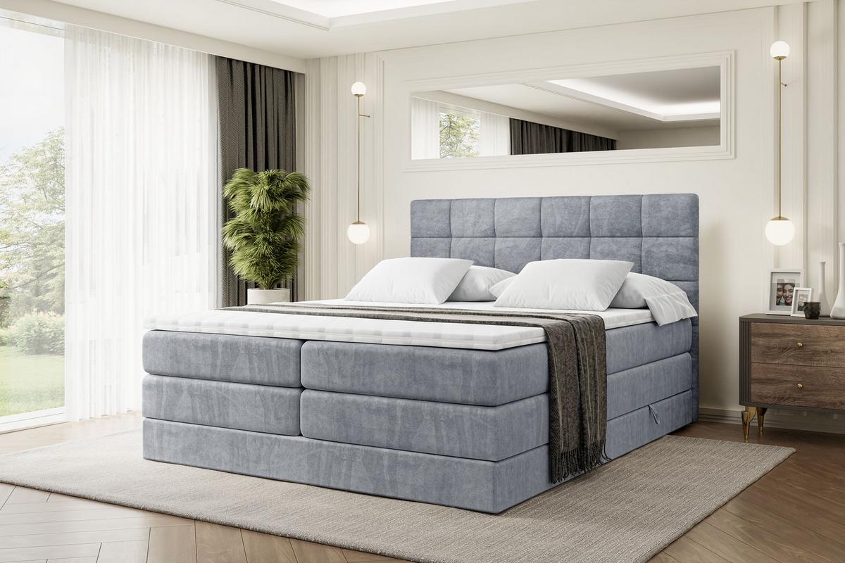 BOXSPRINGBETT BRUGO KING - 140 x 200 - H3/H4 - Grau - Grau, Holzwerkstoff (140/200cm) - ALTDECOR