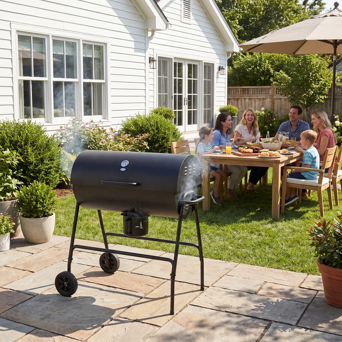 HOLZKOHLEGRILL aus Metall - Schwarz, Metall (71.5/102/95cm) - Outsunny