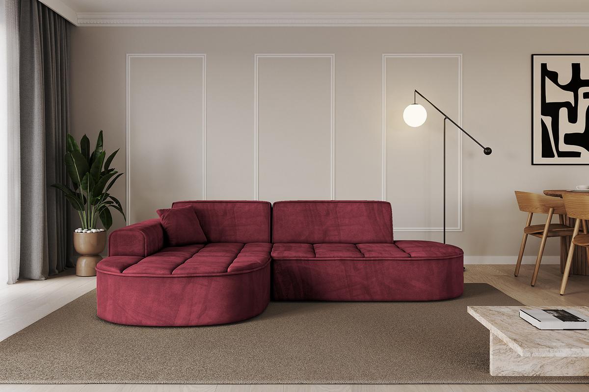 ECKSOFA Ottomane Links TARO-L1 - 243x171x79,5 cm Bordeauxrot - Bordeaux, Holzwerkstoff/Textil (243/171cm) - ALTDECOR