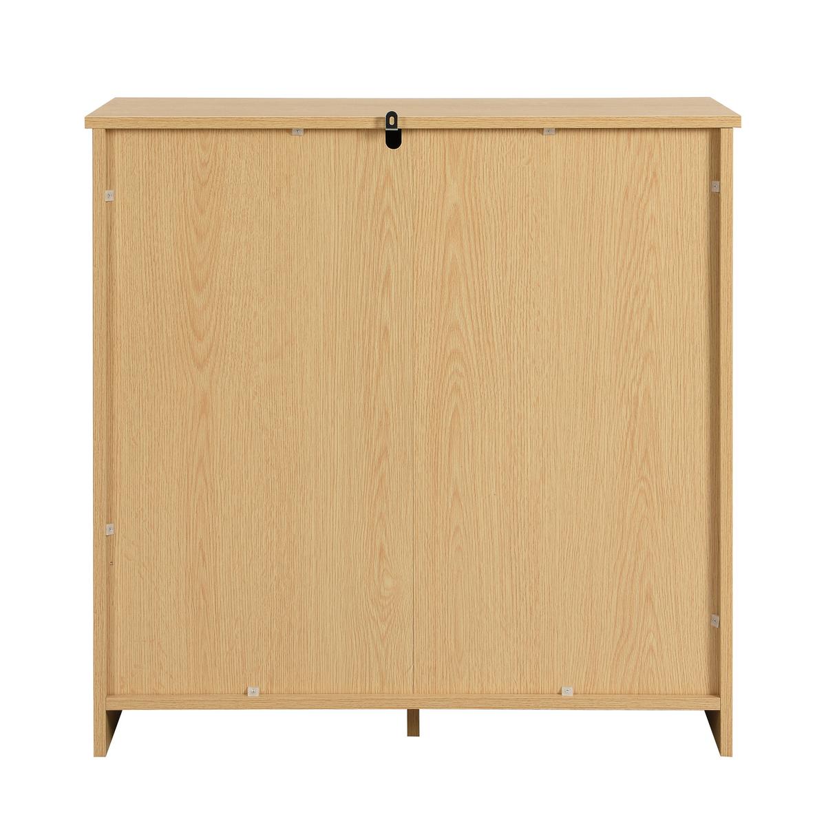 SIDEBOARD Rattan kommode mit 4 Schubladen & Massivholz Griffen - Eichefarben, Naturmaterialen/Holzwerkstoff (80/80/38cm) - Urban Meuble