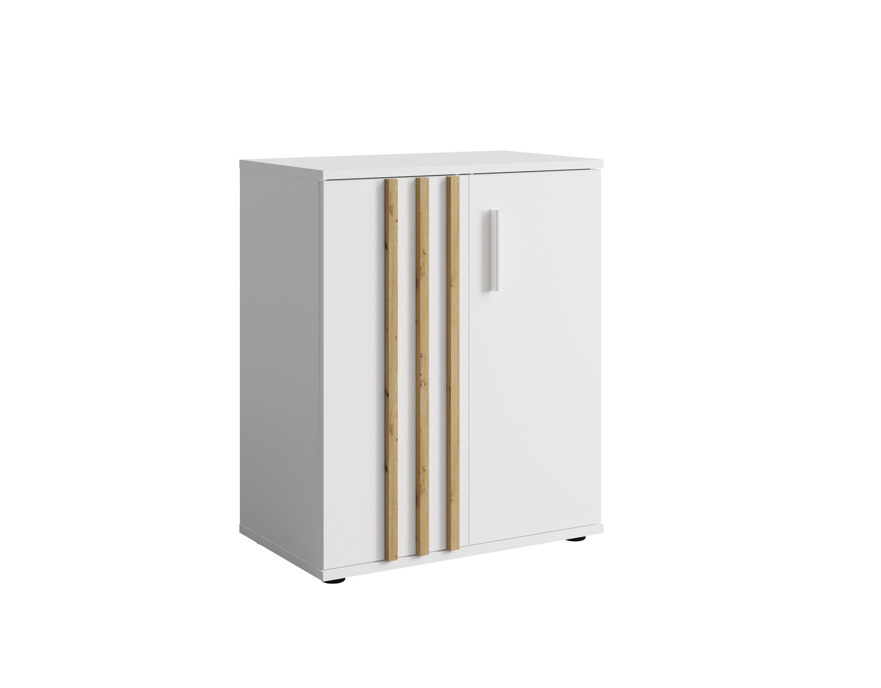 KOMMODE TECTONIC 60/72,7/35cm mit Schubladen 2 Türen Weiß - Weiß, Holzwerkstoff (60/72.7/35cm) - MASSENO