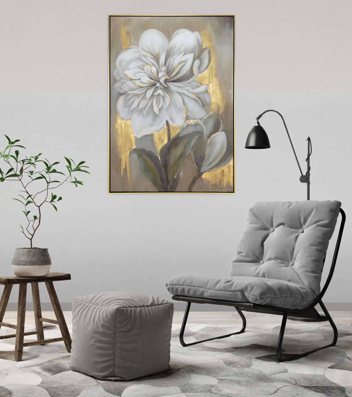 ACRYLBILD HANDGEMALT 72/102 cm - Beige/Weiß, Textil (72/102cm) - KUNSTLOFT