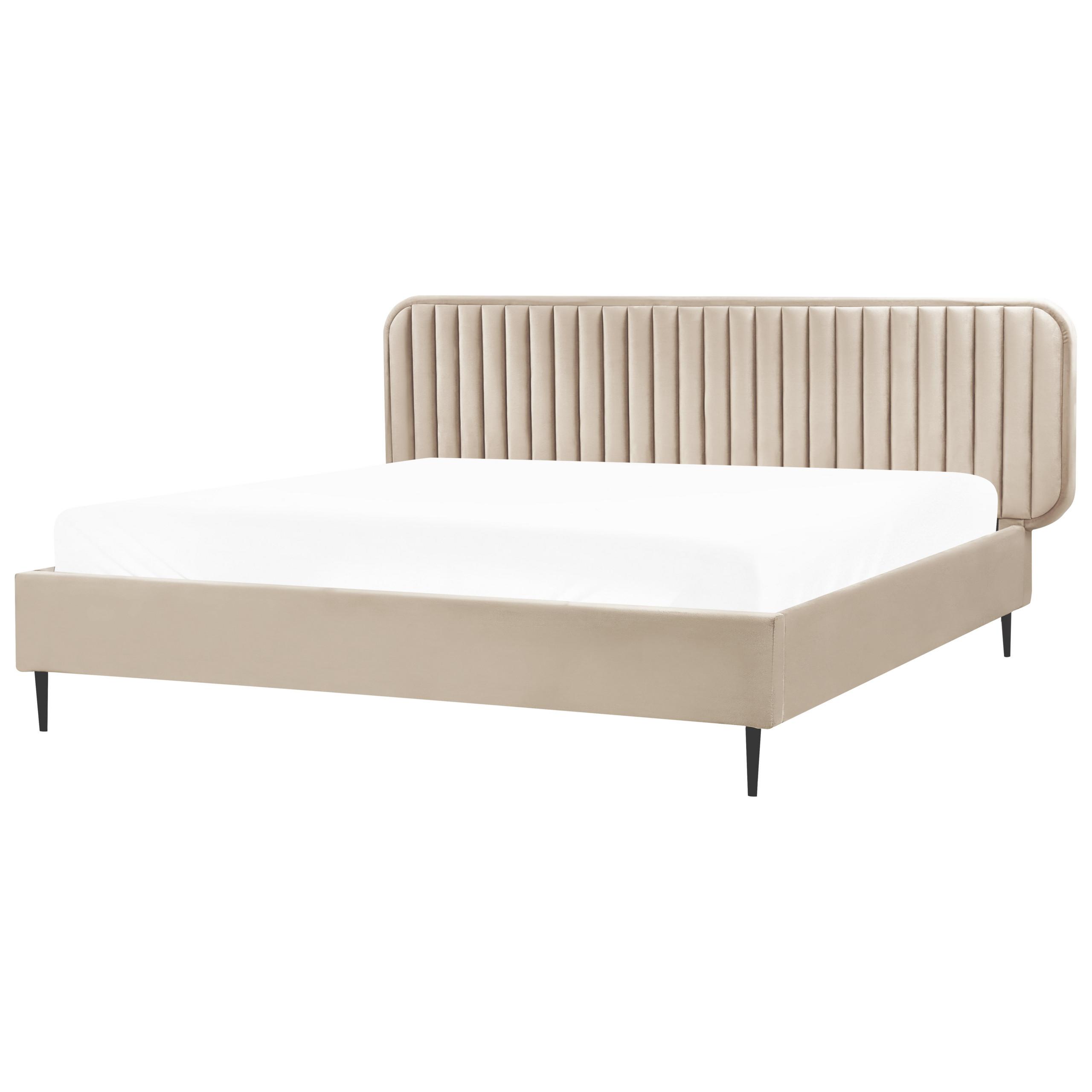 BETT mit Lattenrost 180/200 cm Taupe Brin - Taupe/Schwarz, Textil (180/200cm) - Beliani