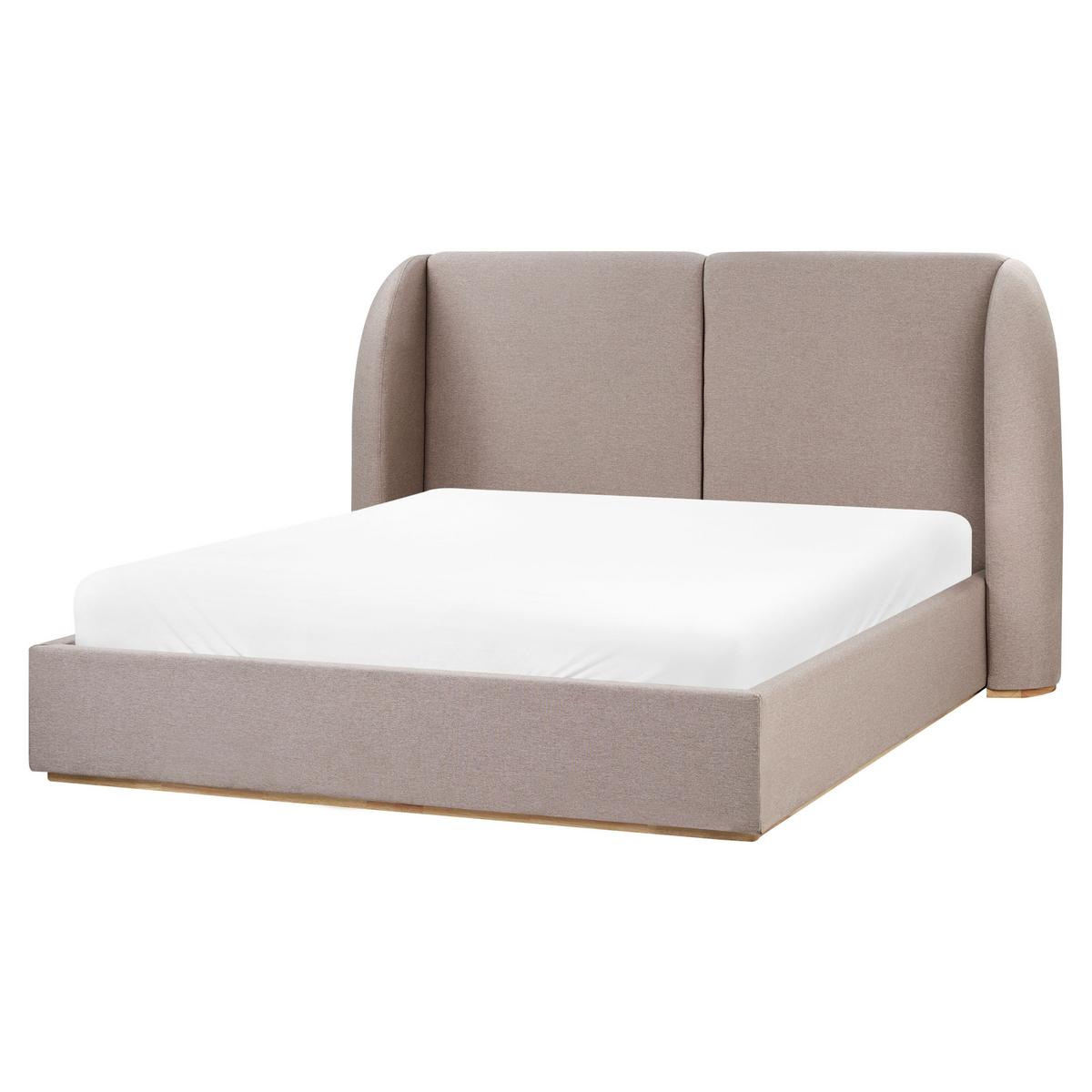 BETT mit Stauraum 160/200 cm Stoff Taupe Monestier - Taupe, Textil (160/200cm) - Beliani