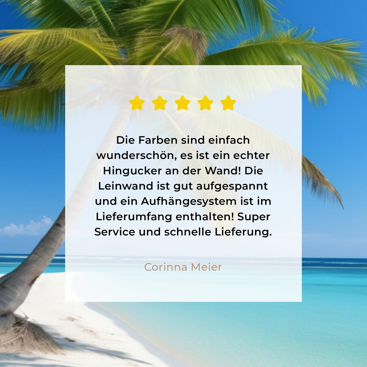LEINWANDBILD Strand - Palme - Tropisch - Meer Wanddeko 90x60 cm - Grün, Textil (90/60cm) - MuchoWow
