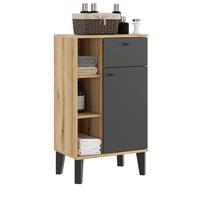 BADKOMMODE grau, Evoke Eiche, Badkommode, 51 x 90 cm - Eichefarben/Schwarz, Holzwerkstoff/Metall (51/90/33cm) - Furn.Design