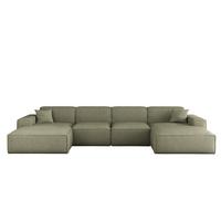 WOHNLANDSCHAFT Celes Premium In Artico - Grün, Holzwerkstoff/Textil (378/73/165cm) - Fun Möbel