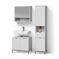 BADMÖBEL-SET ATERNO Weiß 3 Teile, mit Hochschrank - Weiß, Holzwerkstoff (70/63/45cm) - Livinity®