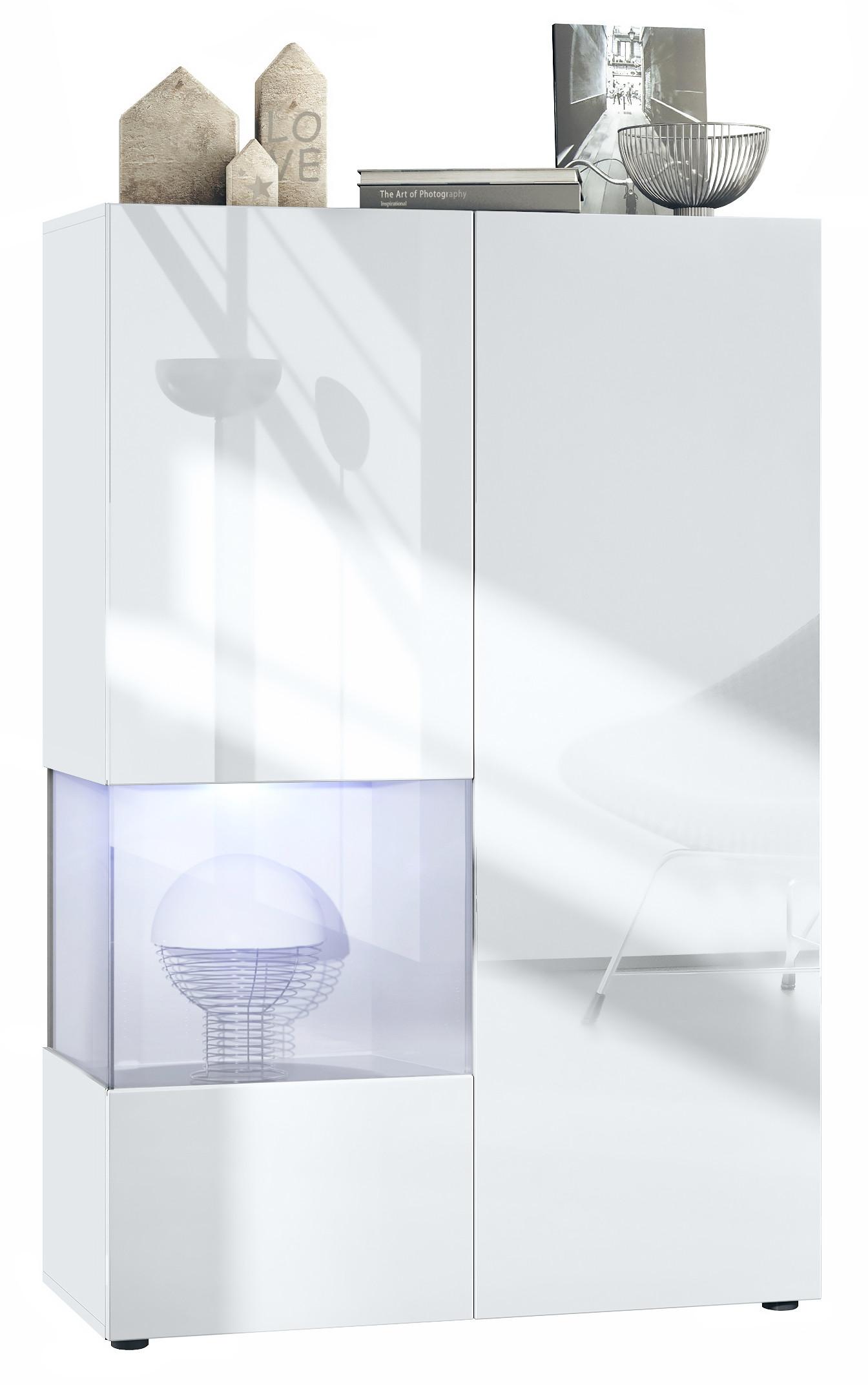 VITRINE Morena Einsatz in Weiß matt - Weiß, Holzwerkstoff (91.5/136.5/37cm) - Vladon