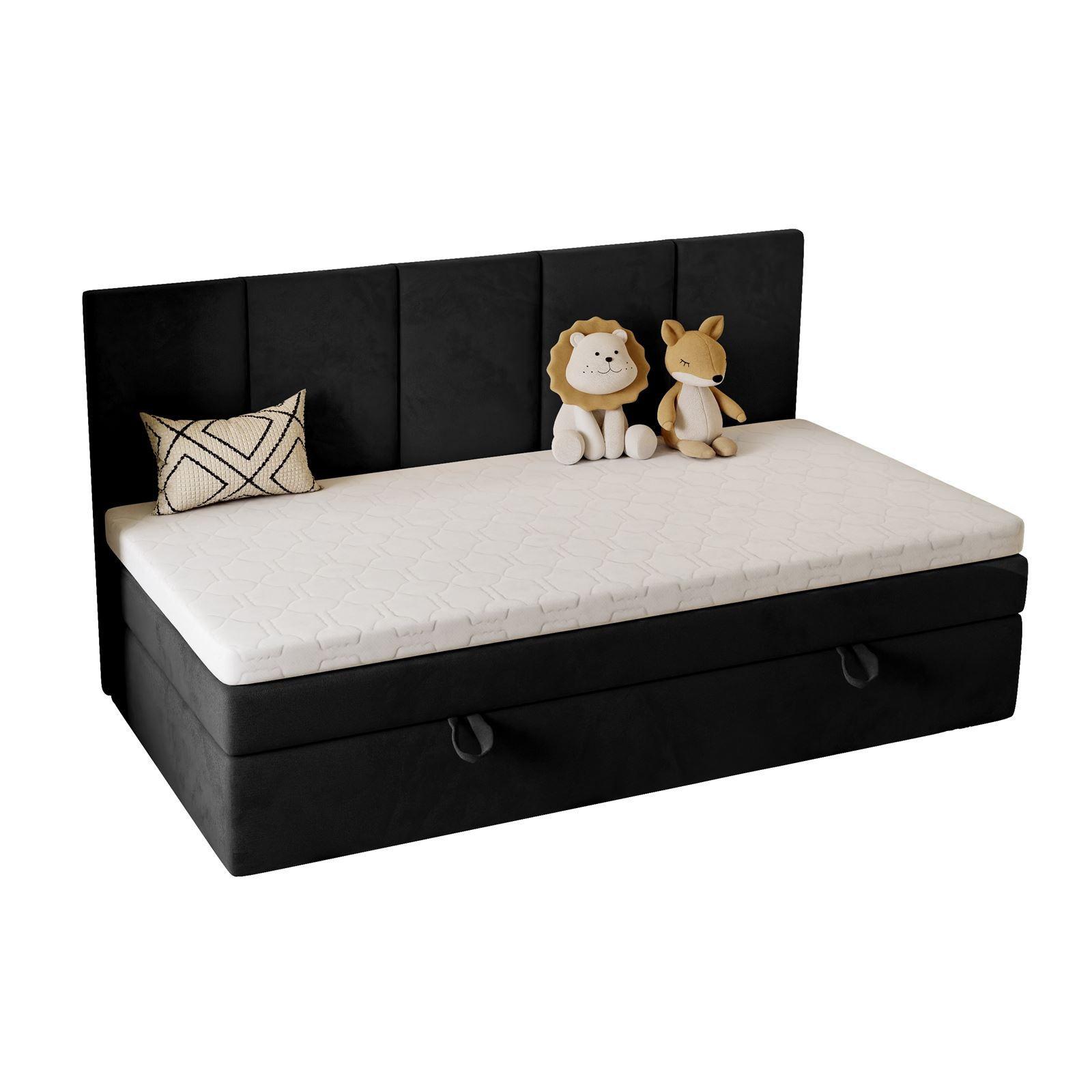 BOXSPRINGBETT ELZA MINI mit Topper 70x200 cm Jasmine 100 - Schwarz, Textil - Lookway