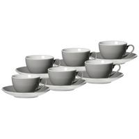KAFFEETASSEN MIT UNTERTASSEN Doppio Grau 200 ml 6er Set - Grau, Keramik (16/8/16cm) - Ritzenhoff Breker