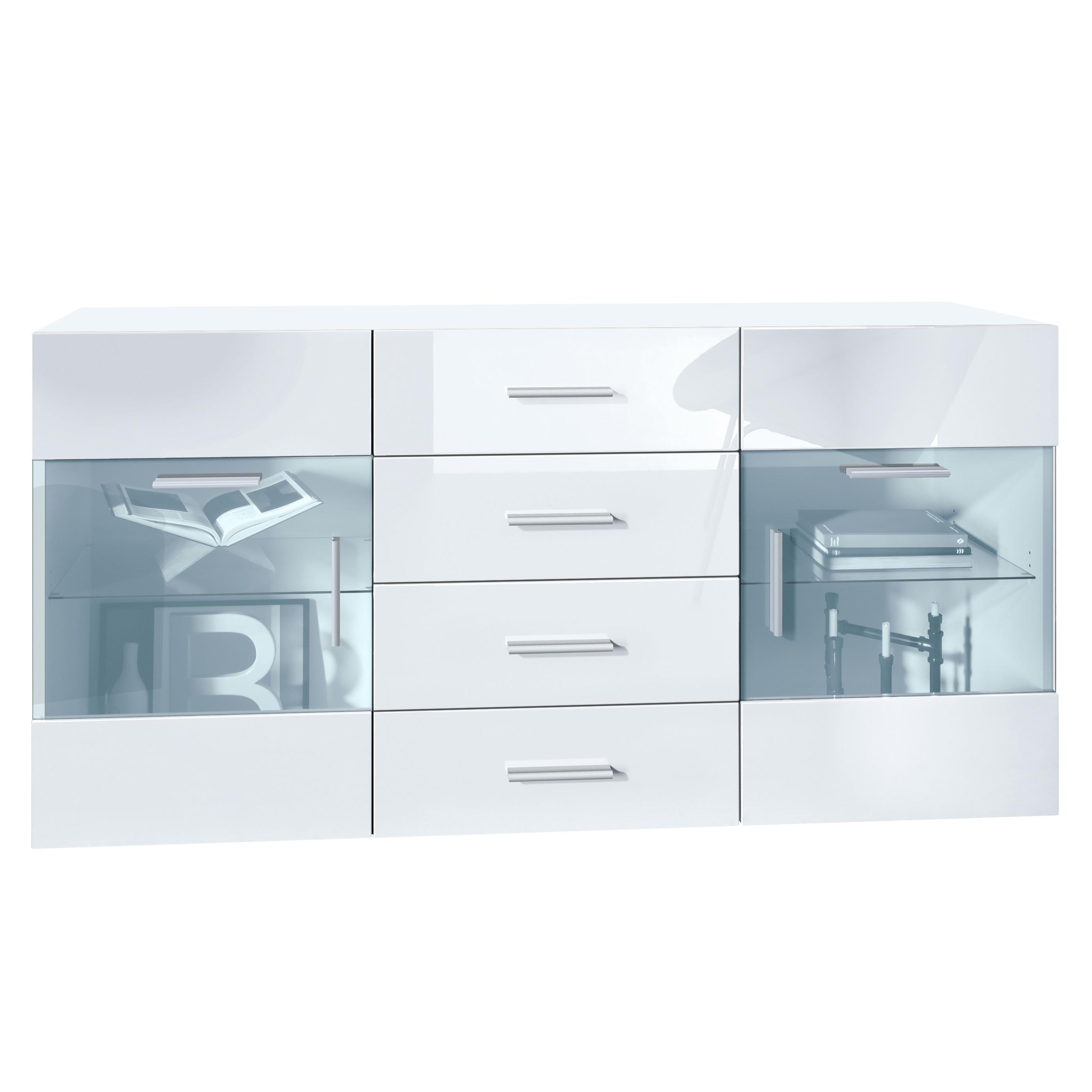 SIDEBOARD Carlos Weiß Hochglanz - Weiß Hochglanz, Holzwerkstoff (139/72/35cm) - Vladon