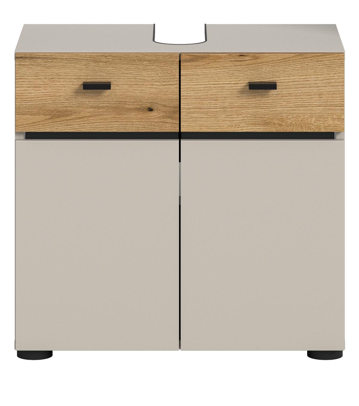 WASCHBECKENUNTERSCHRANK Kaschmir, Eiche Evoke 60 cm, Badschrank 2-türig - Kaschmir/Eichefarben, Holzwerkstoff/Kunststoff (60/56/35cm) - Inn.Furn