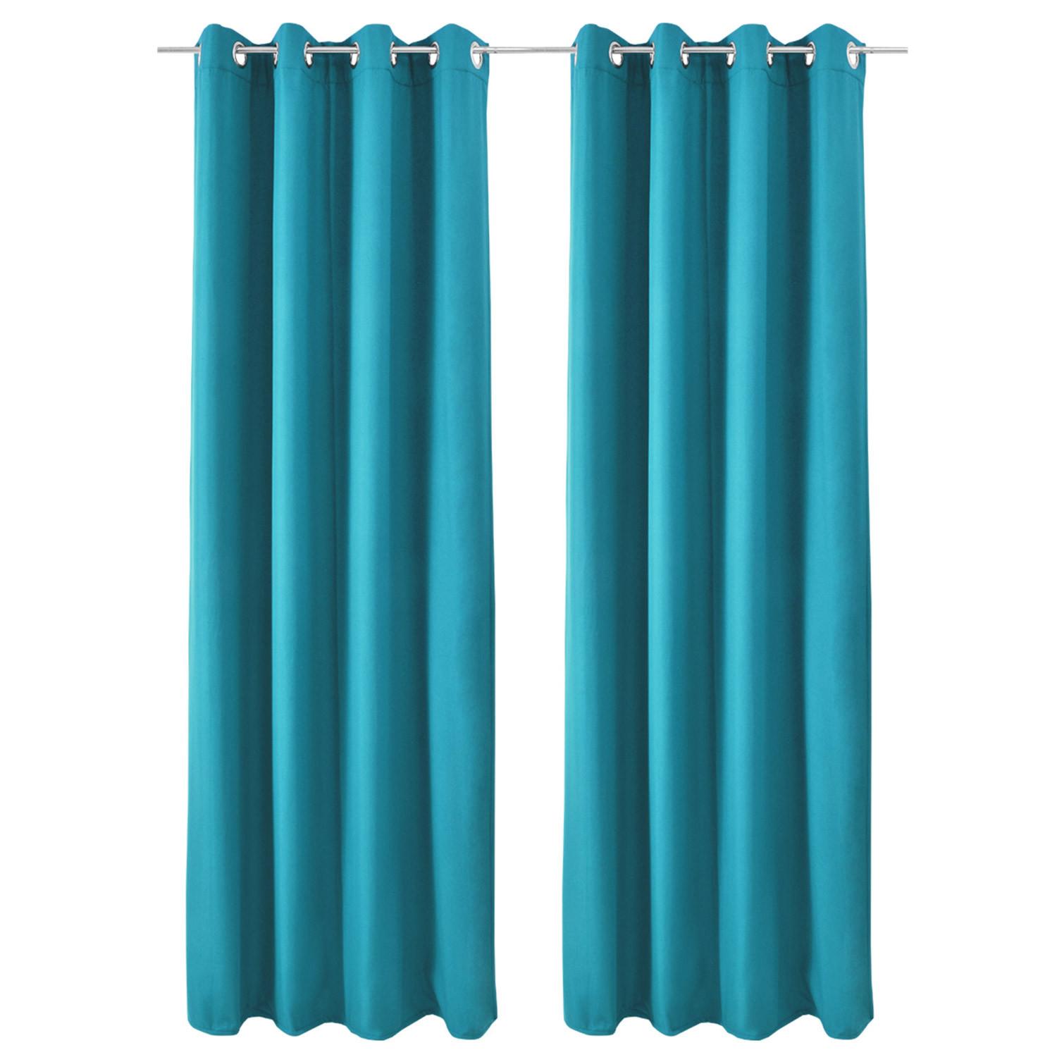 VORHANG Amelie TO mit Öse 140x245cm Türkis (2tlg) - Türkis, Textil (140/245/1cm) - Beautissu 