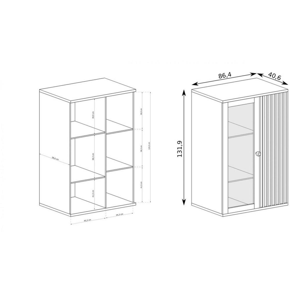 VITRINE Caya mit zwei Türen, Eiche Artisan - Eiche Artisan, Holzwerkstoff (86/132/41cm) - Beautysofa