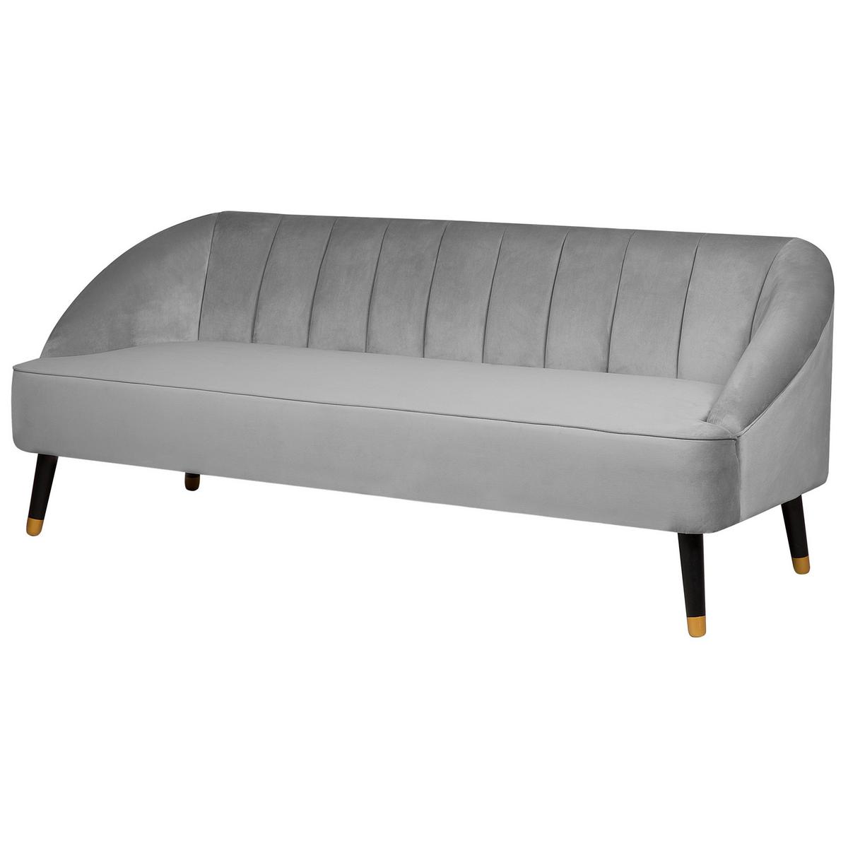 3-SITZER-SOFA Samtstoff Hellgrau Alsvag - Hellgrau, Textil (191/73/73cm) - Beliani