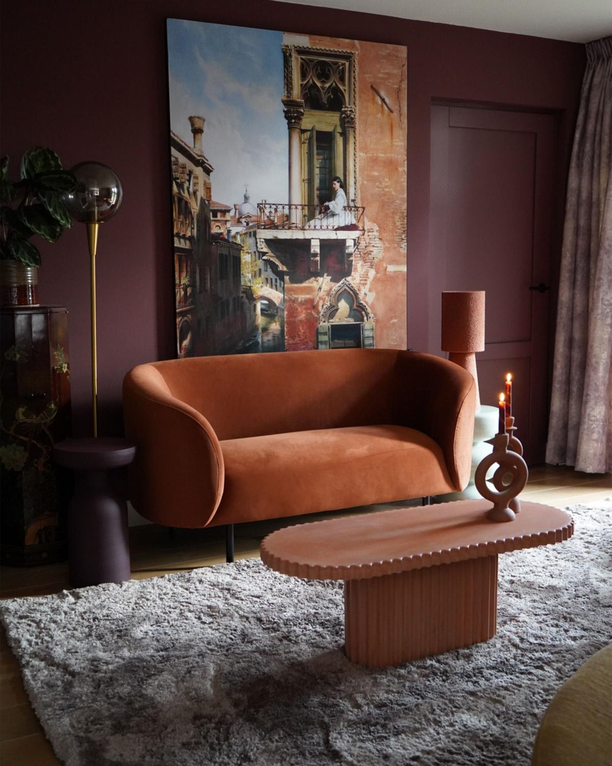 2-SITZER-SOFA Samtstoff orange/schwarz Loen - Schwarz/Orange, Textil (155/79/70cm) - Beliani