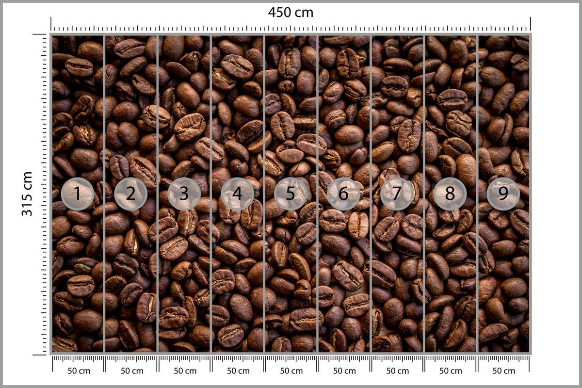 FOTOTAPETE für Esszimmer Kaffee Kaffeebohnen 3D 450x315 - Braun, Papier (450/315cm) - Muralo