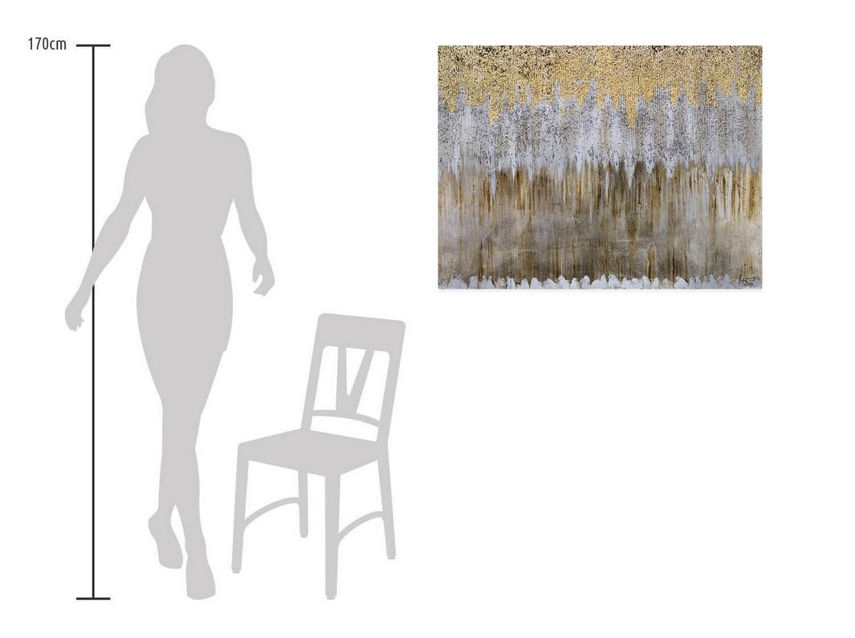 ACRYLBILD HANDGEMALT 100/75 cm - Goldfarben, Holz/Textil (100/75cm) - KUNSTLOFT