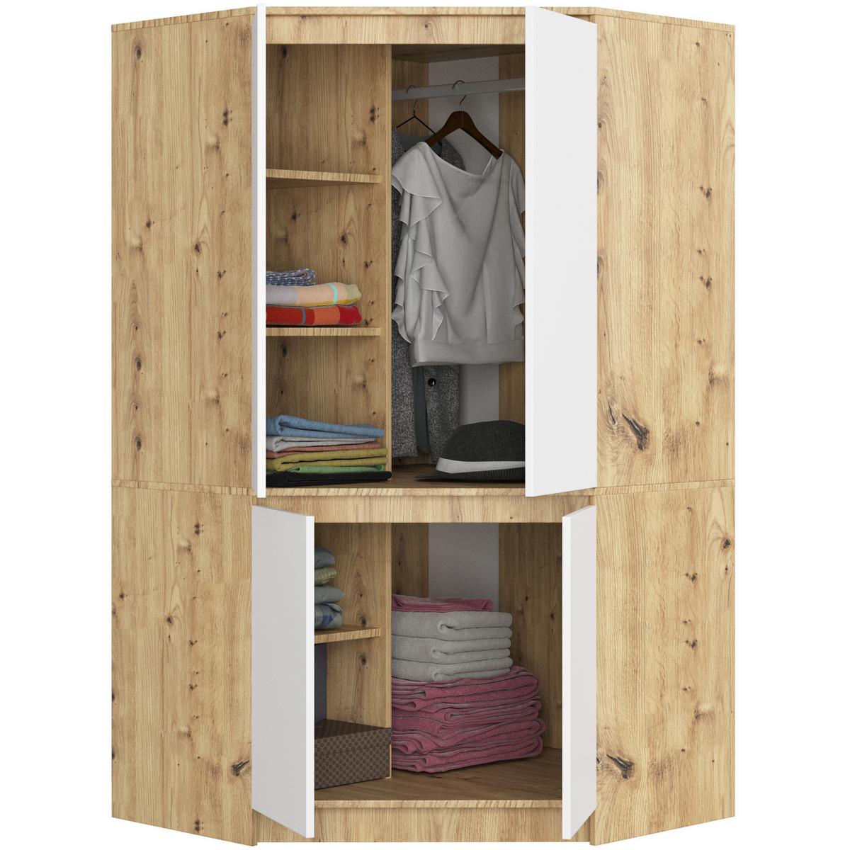 KLEIDERSCHRANK Eiche Artisan, Weiß 180/100/50 - Eiche Artisan/Weiß, Holzwerkstoff (100/180/50cm) - RAUMHIRSCH FURNITURE