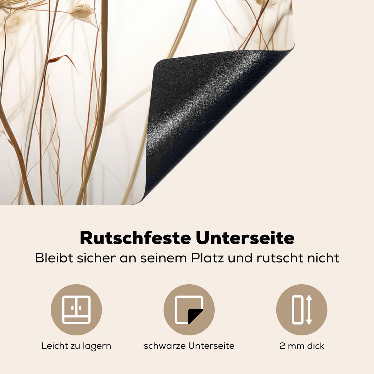 HERDABDECKPLATTE Blumen - Weiß - Sonnenlicht Herdabdeckung Induktionsfeld 70x52 cm - Ecru, Kunststoff (70/52/0.2cm) - MuchoWow