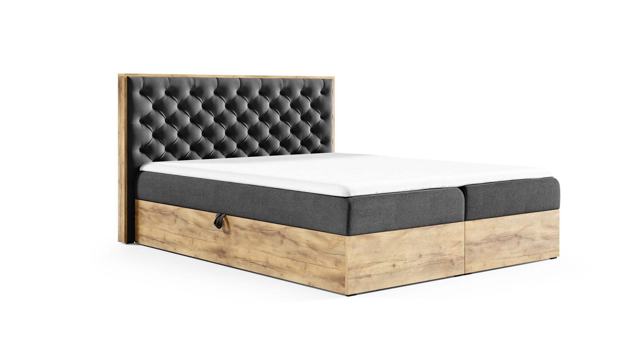 BOXBETT Diona Faro - Schwarz, Holzwerkstoff/Textil (120/200cm) - Fun Möbel