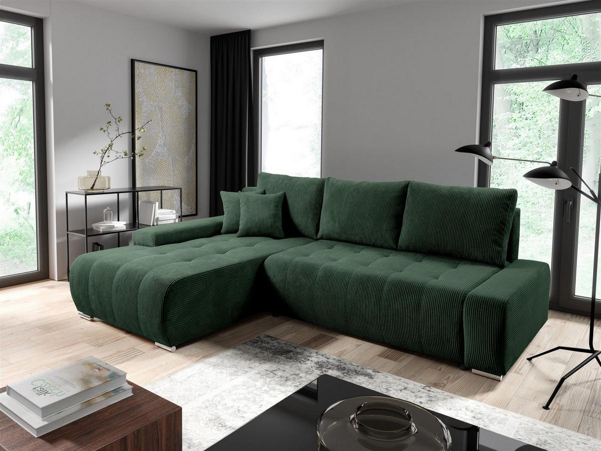 ECKSOFA Vogar In Poso - Grün, Holzwerkstoff/Textil (265/185cm) - Fun Möbel