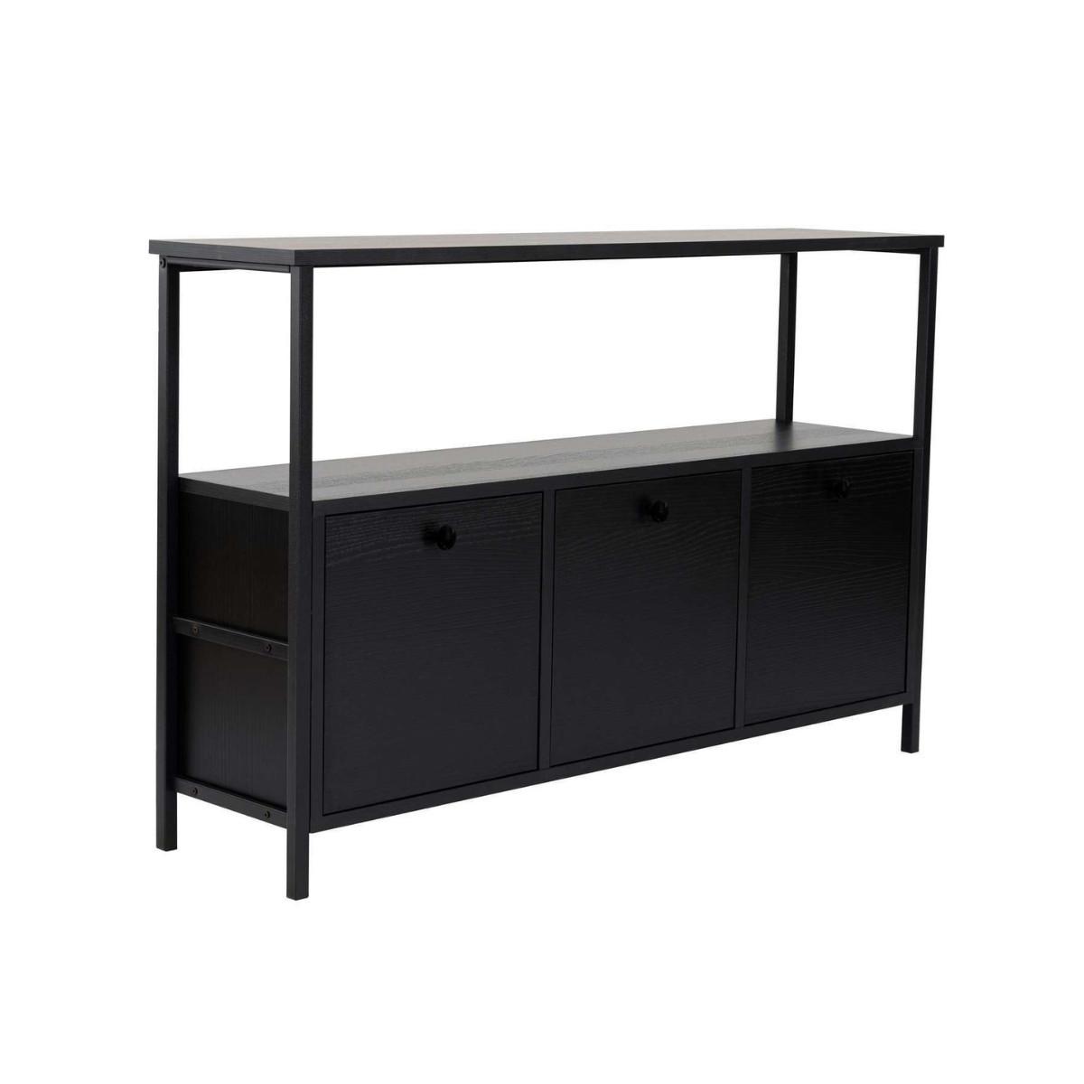 SIDEBOARD mit 3 Türen und 1 oberer Ablagefläche 120/29,5/77 cm - Schwarz, Holzwerkstoff (29.5/77/20.5cm) - Calicosy