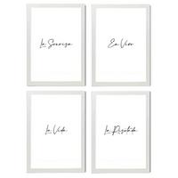 POSTER Set mit 4 Lachen TypografieStil A3 Weißer Rahmen - Weiß, Papier (29.7/3cm) - Nacnic