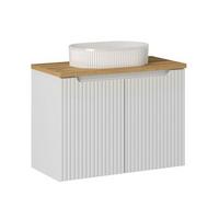 WASCHTISCH 80cm Riva Weiß und Holz - Weiß, Holzwerkstoff (80/57/40cm) - Petits-meubles