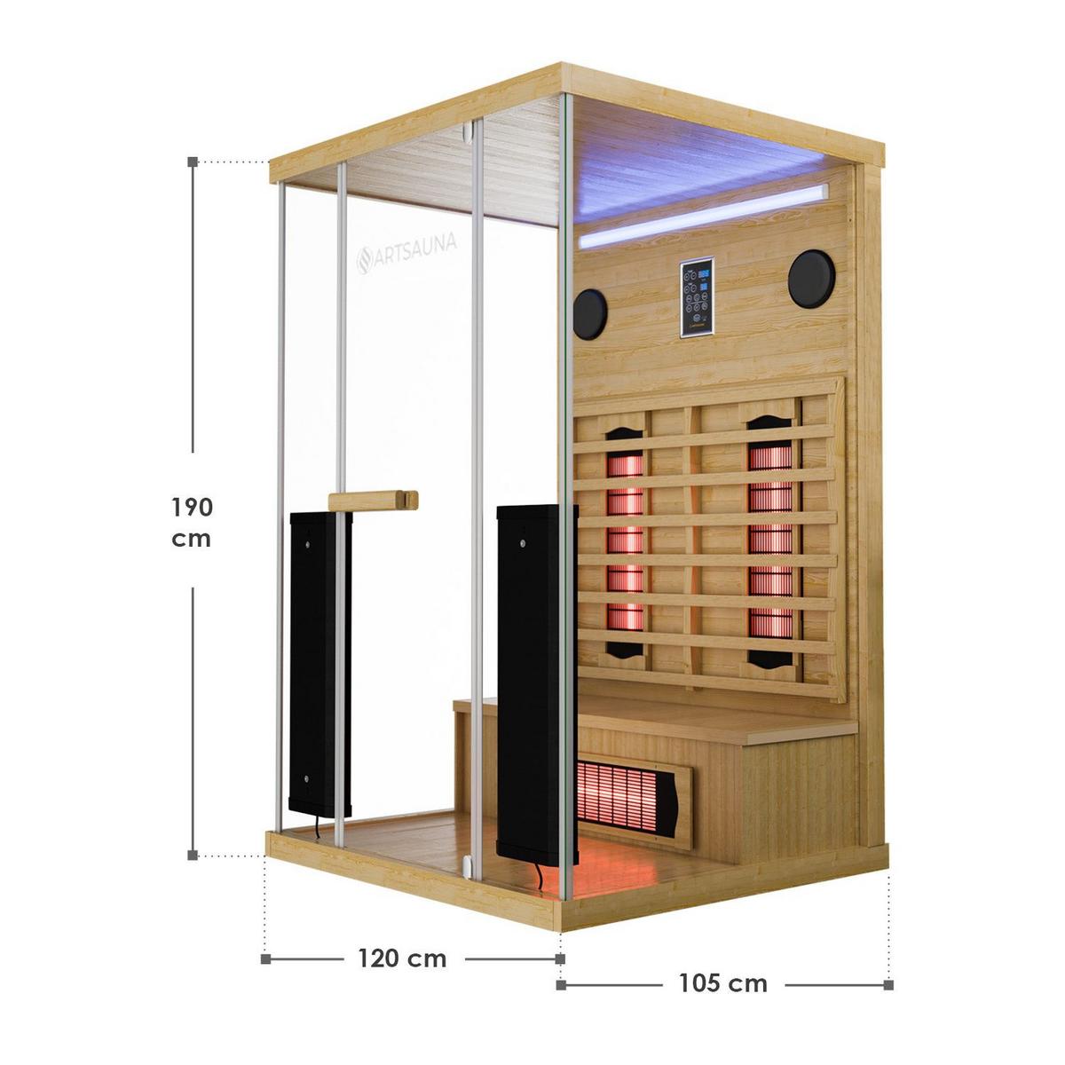 INFRAROTKABINE Göteborg mit Vollspektrumstrahlern - Naturfarben, Holz (120/190/105cm) - Artsauna